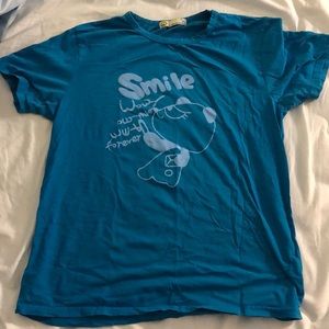 Blue T-Shirt with cartoon cat graphics